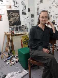 Carl Doran at work, Contact Studios, Mulgrave Street