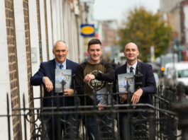 Michael Goulding, Novas CEO, Ger Lynch, former Novas client and Metropolitan Mayor of Limerick, Cllr. Daniel Butler at the the Annual Report Launch at the Novas Head Office, Limerick. Photo: Oisin McHugh True Media Limerick News