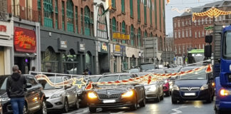 Photograph shows the lights lying across a number of vehicles. Pic: courtesy of Limerick Post reader Joanne Moloney