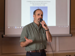 Sculpture conservator Eoghan Daltun speaking at the Limerick Burial Ground Awards at the Rathkeale House Hotel. Photo: Marie Keating