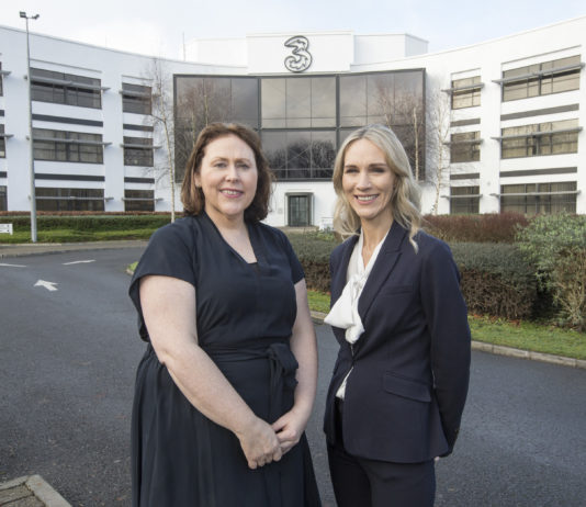 Photographed at the announcement at Three Ireland’s call centre in Limerick are Brenda Jones, Head of Business Care Three Ireland and Deirdre Ryan, CEO, Limerick Chamber. Photograph Liam Burke/Press 22