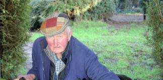 Veteran trainer Denis O Malley with greyhounds Clearly Written and Farrihy Flyer at his kennels in Drombanna, Co. Limerick. Photo: Brendan Gleeson