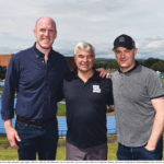 Dave Mahedy flanked by former Lions Rugby captain Paul O'Connell and Galway Hurling manager Michel Donoghue at the University of Limerick. Photo: Sam Barnes/Sportsfile