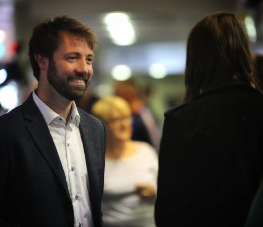 Green Party candidate Brian Leddin at the count centre in Limerick Racecourse. Photo: Cian Reinhardt