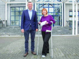 Trina O'Dea with Niall Collins TD after submitting her nomination papers. Photo: Eamon Doody