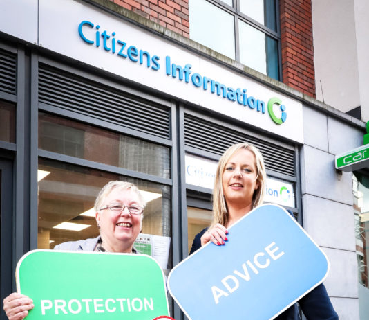 Marion Browne and Edel Conlon at the launch of the Threshold advice clinic on Tuesday. Photo: Keith Wiseman