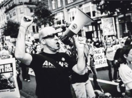 Limerick animal rights activist John Carmody protesting against the fur farming trade. Photo: Marcin Muca